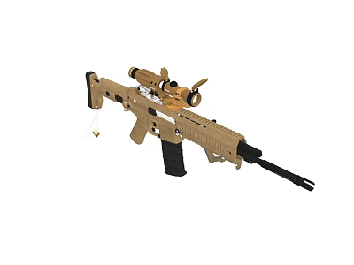 Tan Tactical Rifle With Brown Body Black Grip Barrel And Mounted Scope 3d model