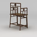 Traditional Chinese Style Wooden Chair With Carved Backrest And Rattan Seat