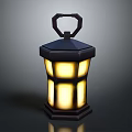Stylish Modern Lantern Furniture With Black Frame Circular Handle And Yellow Light