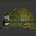 Green Camouflage Military Helmet with Born to Grill Writing Playing Card and Bullets