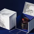 Decorative Ornament Set with Open White Gift Box and Dark Bottle for Home Decoration