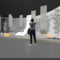 Art Installation With Calligraphy Scrolls Interactive Display Tree Decorations And Lighting