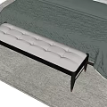 Light Tufted Bench With Dark Frame Slim Legs By Green Quilted Bedspread On Light Carpet
