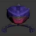 Purple and Pink Beetle With Large Horn 3D Rendered on Black Background