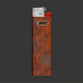 Orange Rustic Lighter With Silver Metal Top Red Button And Textured Surface