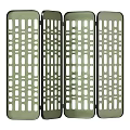 Modern Green Room Divider With Multiple Perforated Panels And Decorative Design 3d model