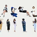 Diverse Group of People in Various Poses and Fashionable Outfits for Portrait Shots