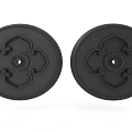 Two Black Round Ceiling Light Panels With Intricate Ornate Decorative Design