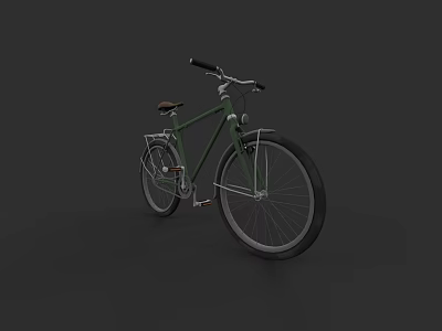 Vintage Classic Green Bicycle With Black Handlebars Brown Seat And Steel Frame 3d model