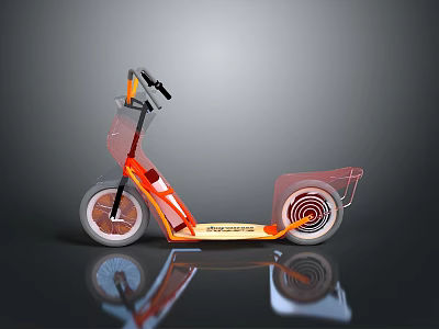 Orange Electric Motorcycle With Transparent Body RideShare Logo Reflective Wheels And Modern Design 3d model