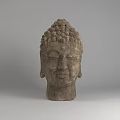 Ancient Style Hand Carved Buddha Head Stone Sculpture with Intricate Texture 3d model