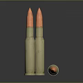 Three Military Bullets with Golden Casings Red Tips and Reflective Surface