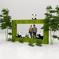 Scenic Photo Spot With Green Frame Bamboo Trees And Pandas For Taking