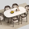 Quiet Ancient Nordic Dining Table and Chair Carpet 3d model
