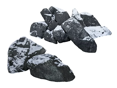 Natural Stones and Wooden Logs in Rustic Outdoor Garden Landscape 3d model