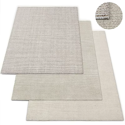 Light Colored Square Rugs With Different Textures Stacked On White Background 3d model