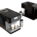 Modern Black Kitchen Appliance Coffee Machine With Two Cups And Milk Frother
