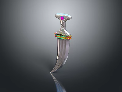 Ornate Scimitar Weapon With Gemstone Decorated Hilt Sharp Blade On Dark Gradient Background 3d model
