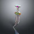 Ornate Scimitar Weapon With Gemstone Decorated Hilt Sharp Blade On Dark Gradient Background