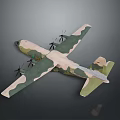 Camouflage Military Airplane Model With Four Engines And Detailed Design