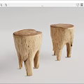 Quiet Stool Log Low Stool 3d model