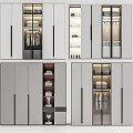 Modern Wardrobe Interior With Sliding Glass Doors Hanging Rods And Storage Shelves