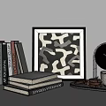 Ornamental Decor Set With Picture Frame Books Vase Clock Mug And Cookies