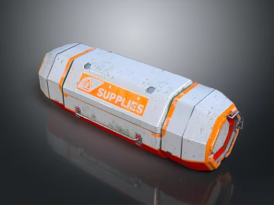 White Orange Supplies Container With Metallic Surface And Bright Accent Details 3d model