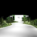 DEX Design Exhibition Stand With White Backdrop And Green Plants Pathway 3d model
