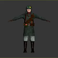 Man In Green Military Uniform With Blue Helmet And Brown Equipment Standing Arms Outstretched