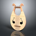 Classical Wooden Lyre Musical Instrument With Curved Head And String Design