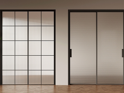 Modern sliding door Changhong glass craft glass 3d model