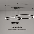 Modern Annular Chandelier Design Featuring Circular LED Light Rings And Sleek Black Frame