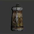 Vintage Wooden Jug With Metal Lid And Distressed Texture For Home Decoration