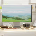 Bright Wooden Desk and Chair Set for Home Office with Two Monitors and Green Plants