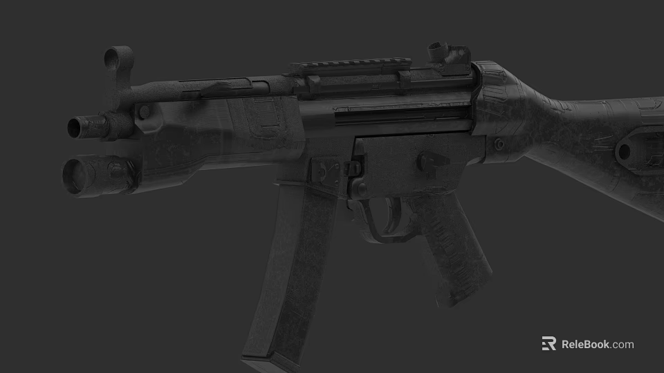 Tactical Rifle Design Featuring Detailed Barrel Magazine Grip And Rail 3d model 