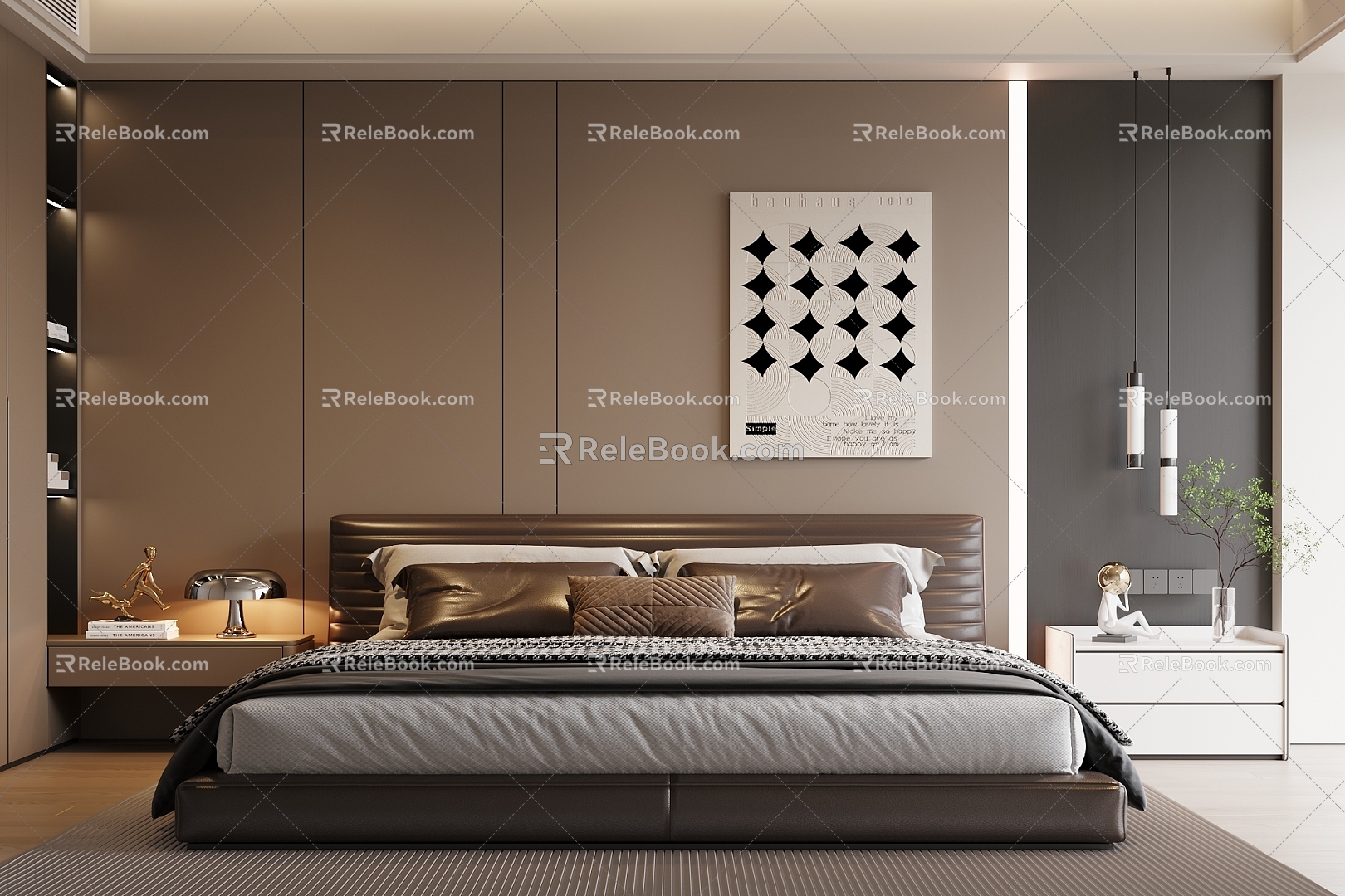 Modern Italian Double Bed 3d model