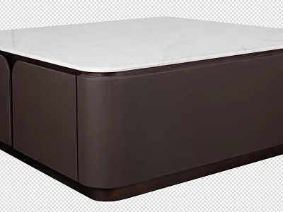 Elegant Modern Coffee Table With White Marble Top And Dark Wood Base 3d model