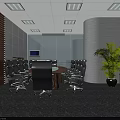 Modern Conference Room Interior Design With Round Table Ergonomic Chairs And Potted Plant