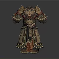 Ancient Ornate Armor With Intricate Gold Decorations And Battle Ready Design