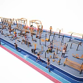 Outdoor Sports Equipment For Community Fitness Area With Multiple Exercise Machines