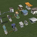 Different Types of Security Booths Gate Barriers and Kiosks on Green Grass