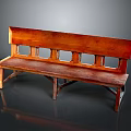 Sturdy Brown Wooden Outdoor Bench With Slatted Back Classic Design For Garden Use
