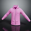 Pink Hooded Sweatshirt with Front Zipper and Side Pockets Casual Design for Comfortable Wear