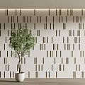 Minimalist Wall Paneling With Geometric Pattern And Potted Plant