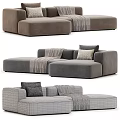 Modern Cozy Sofa Designs with Light Gray Brown Dark Gray Colors Pillows and Throw Blankets