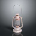 Vintage White Lantern With Metal Frame Glass Shade And Handle Design