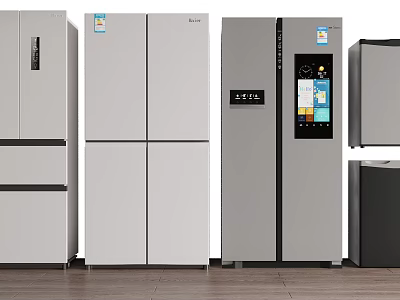 Various Modern Refrigerators and Freezers with Different Styles for Home Kitchen Use 3d model