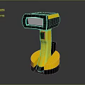 Handheld Scanner Device With Yellow And Black Design And Charging Stand 3d model