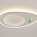 Modern Ceiling Lights With White Frame Striped Structure And Green Dot Decoration 3d model